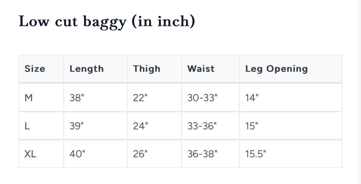 Taaroo High Quality Low Cut Baggys