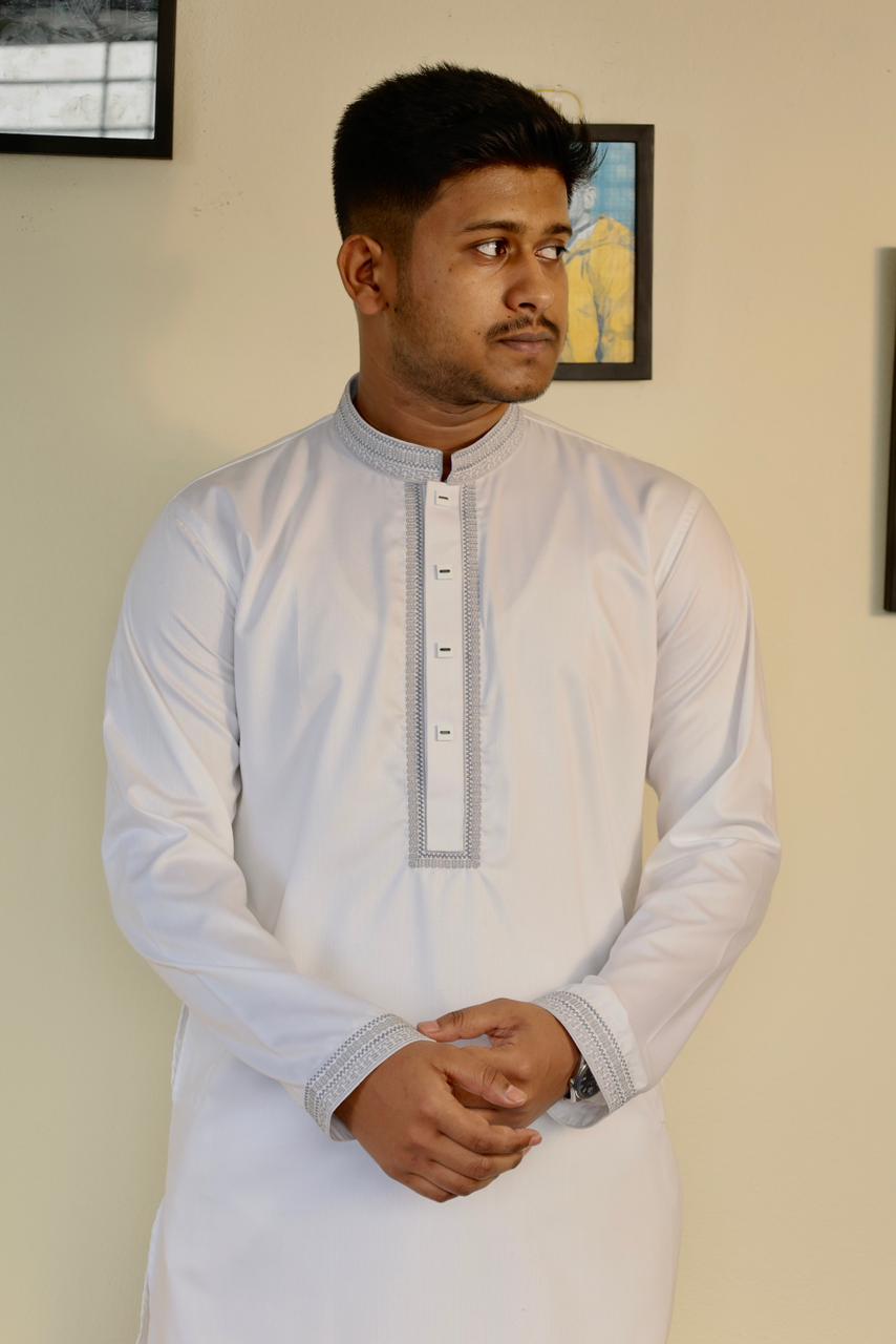 Taaroo Panjabi for Men - White  - TPJ-09