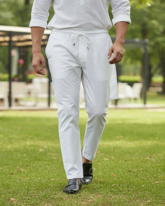 Taaroo Luxury White Cotton Pajama for Men | Best Quality Fabric